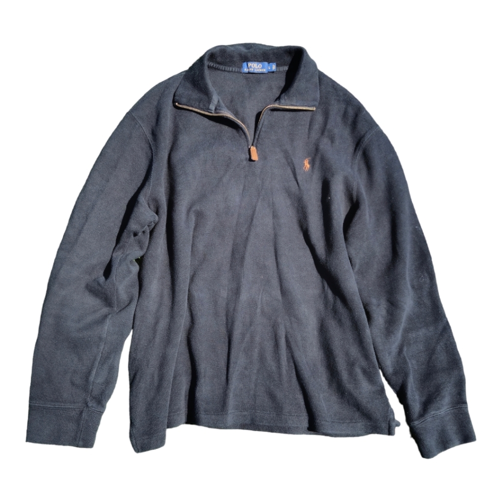 Polo Ralph Lauren 1/4 Zip Sweater cotton black mock neck